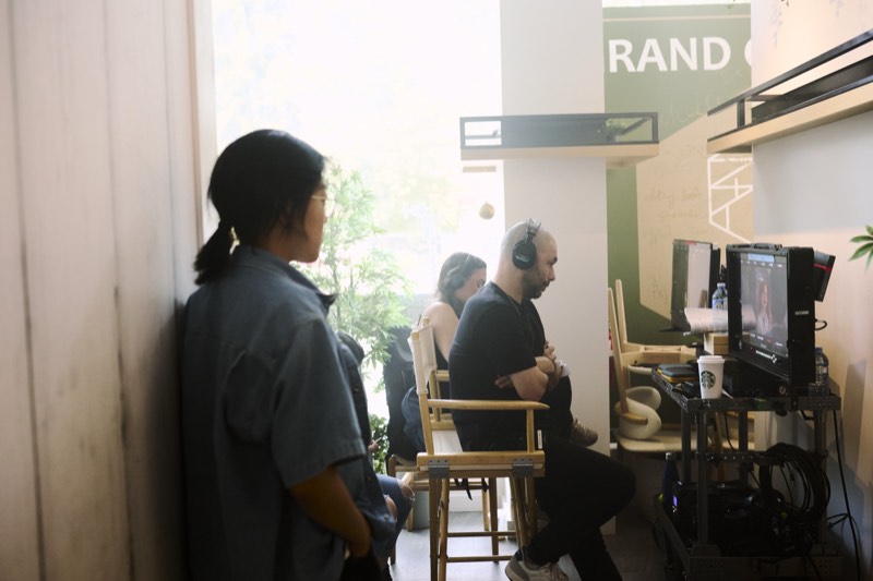 Crew and equipment between takes on a Vancouver production.