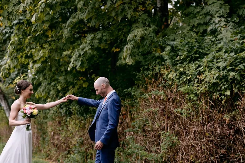 James turning to see Olivia for the first time.